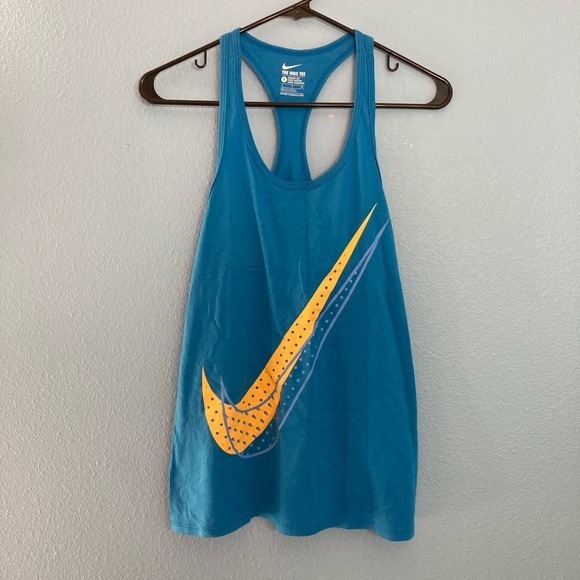 Nike Running Racerback Tank Top - Blue & Yellow - Size Small - Picture 1 of 2